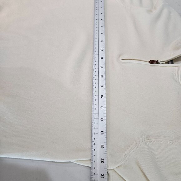 J. McLaughlin Mens Cream 1/4 Zip Sweater Soft Knit Cotton Size Medium - Picture 6 of 9